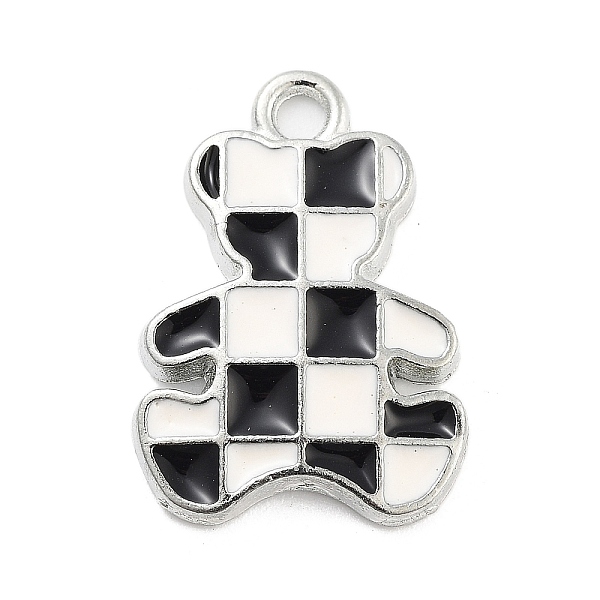 

PandaHall Alloy Enamel Pendants, Cadmium Free & Lead Free, Platinum, Bear Checkered Charm, White, 19x14x2.5mm, Hole: 1.8mm Alloy+Enamel Bear...