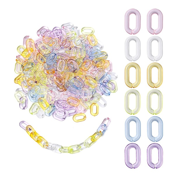 

PandaHall 600Pcs 6 Colors Transparent Acrylic Linking Rings, Quick Link Connectors, Oval, Mixed Color, 15x9x3mm, Inner Diameter: 3.5x9mm..., Multicolor
