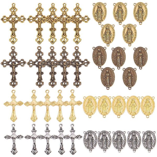 

PandaHall SUNNYCLUE Tibetan Style Alloy Pendants, Mixed Shapes, Mixed Color, 7.4x7.2x1.7cm, 40pcs/Box Alloy Mixed Shapes
