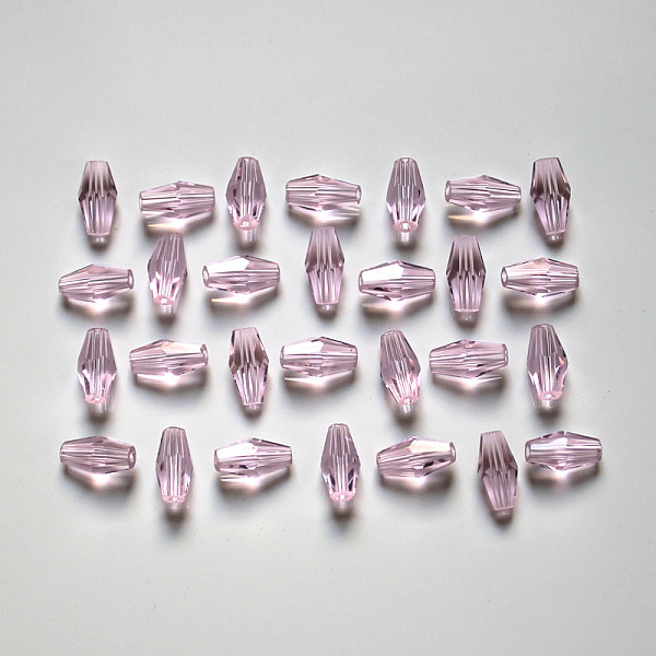 

PandaHall Transparent Glass Beads, Faceted, Bicone, Flamingo, 8x4mm, Hole: 1mm Glass Bicone Pink