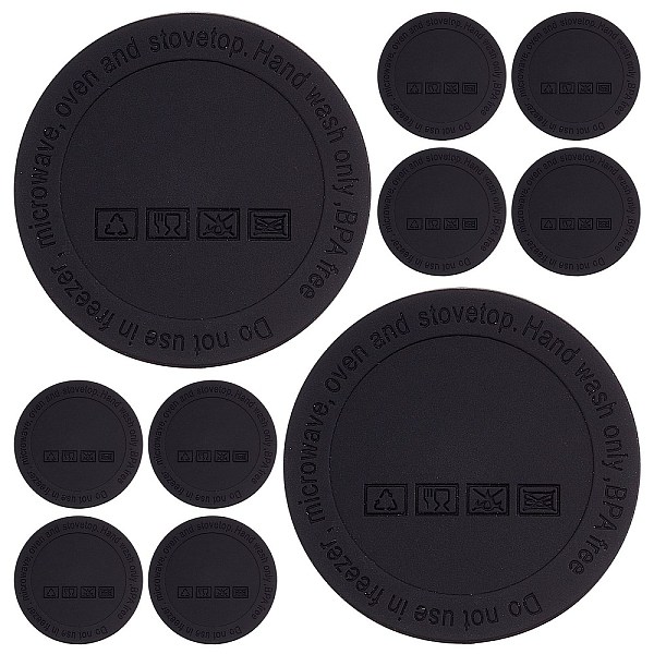 

PandaHall Gorgecraft 12Pcs Silicone Drink Coasters, Non-Slip Cup Mat, with Adhesive, Flat Round, Black, 58x2mm Silicone Black