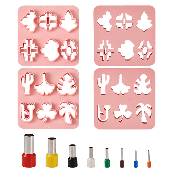 

PandaHall 2Pcs ABS Plastic Clay Molds, with 8Pcs PP Plastic & Brass Clay Hole Punch Tool, Cicle Clay Cutter, Clay Cutters, Mixed Patterns...