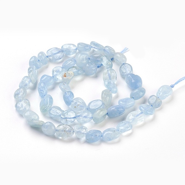 

PandaHall Natural Aquamarine Beads Strands, Tumbled Stone, Nuggets, 7~11x5~8mm, Hole: 0.8mm, about 51pcs/strand, 15.6 inch(39.8cm)..., Blue