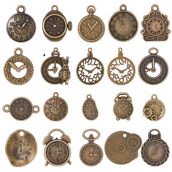

PandaHall SUNNYCLUE 2 Sets Tibetan Style Alloy Pendants, Clock Charm, Antique Bronze, 16~36x12.5~27x1~3.5mm, Hole: 1.5~9mm, 20pcs/set Alloy...