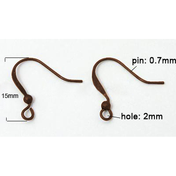 

PandaHall Brass French Earring Hooks, Flat Earring Hooks, with Beads and Horizontal Loop, Lead Free & Nickel Free, Red Copper, 15mm, Hole...