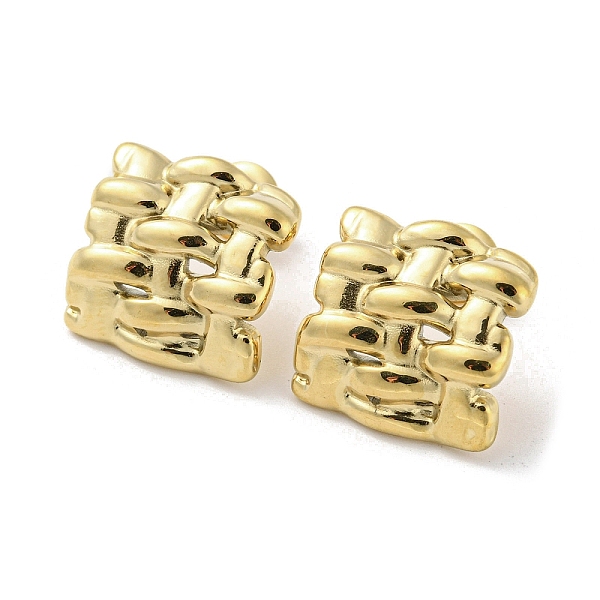 

PandaHall 304 Stainless Steel Stud Earrings, Curved Square, Real 14K Gold Plated, 15x15.5mm 304 Stainless Steel Square