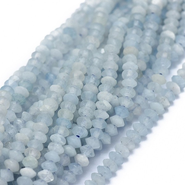 

PandaHall Natural Aquamarine Beads Strands, Faceted, Rondelle, 2.5~3.5x1.5mm, Hole: 0.6mm, about 90pcs/strand, 15.35(39cm) Aquamarine...
