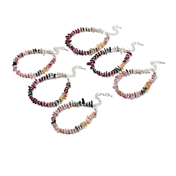 

PandaHall Natural Tourmaline Chips Beaded Bracelet, Gemstone Jewelry for Women, Mixed Color, 6-3/4 inch(17.2~17.4cm) Tourmaline Multicolor