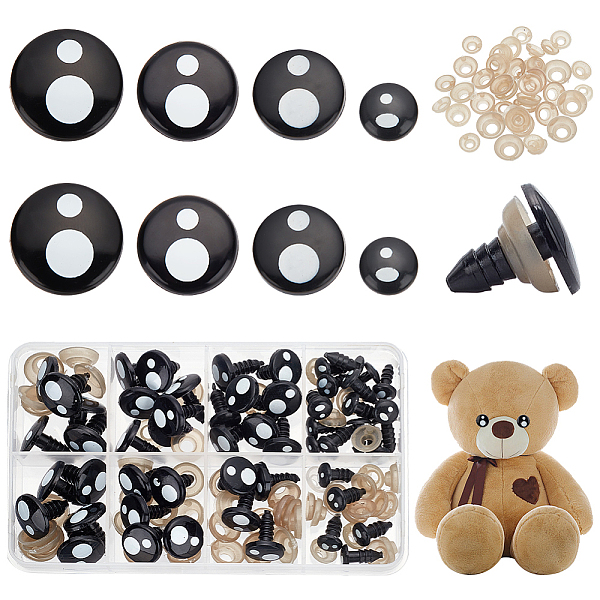 

PandaHall PH 54 Sets Safety Eyes for Crochet Craft Eyes Amigurumi Safety Eyes Kawaii Eyes with Washers for DIY Stuffed Animals Puppets Bear..., Black