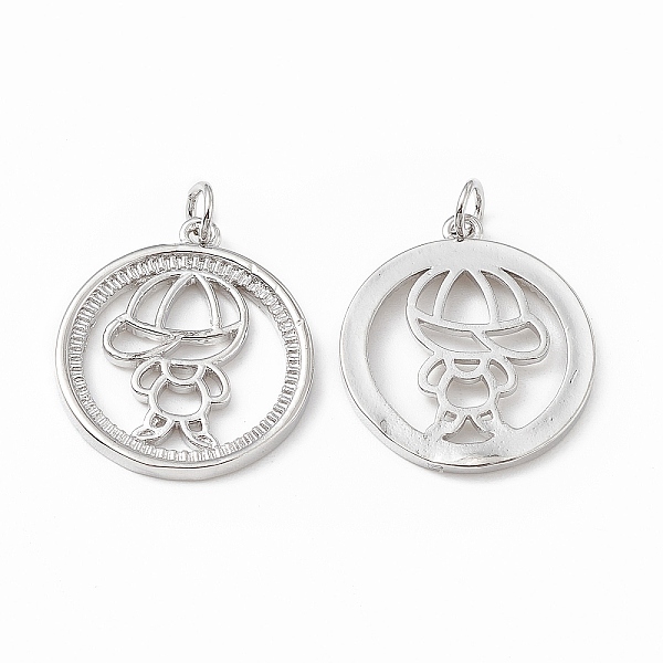

PandaHall Brass Pendants, with Jump Ring, Ring with Boy Charms, Platinum, 22.5x20x2mm, Hole: 3mm Brass Ring