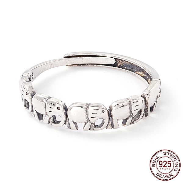 

PandaHall Elephant 925 Sterling Silver Adjustable Rings for Men Women, Antique Silver, US Size 9(18.9mm) Sterling Silver