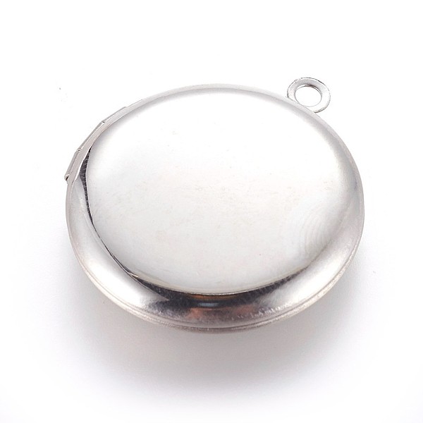 

PandaHall 316 Stainless Steel Locket Pendants, Photo Frame Charms for Necklaces, Flat Round, Stainless Steel Color, 31x27.5x5.5mm, Hole...