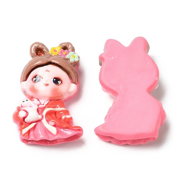 

PandaHall Opaque Resin Cabochons, Chang'e, Pink, 32x21x8mm Resin Human Pink