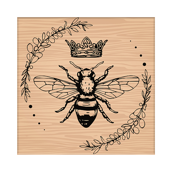 

PandaHall CRASPIRE Wooden Rubber Stamp Bee Wreath Crown Decorative Wood Stamps Vintage Wood Mounted Rubber Stamps for Card Making DIY Art...