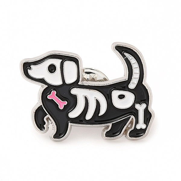 

PandaHall Animal Skeleton Theme Enamel Pin, Platinum Alloy Brooch for Backpack Clothes, Dog, 21x29x1.5mm Alloy+Enamel Dog