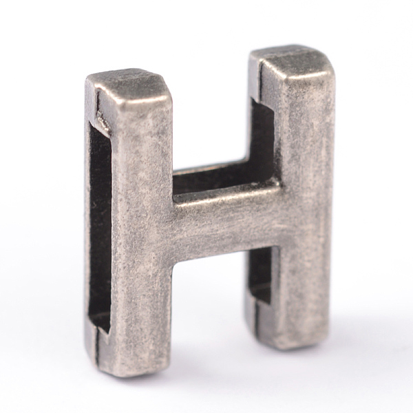 

PandaHall Tibetan Style Alloy Letter Slide Charms, Antique Silver, Letter.H, 15x12x4.5mm, Hole: 10.5x2.5mm Alloy Letter