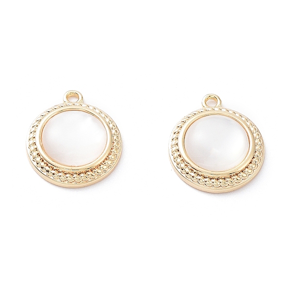 

PandaHall Rack Plating Brass Flat Round Charms with Shell, Long-Lasting Plated, Real 18K Gold Plated, 14x12x3.5mm, Hole: 1.2mm Shell Flat...