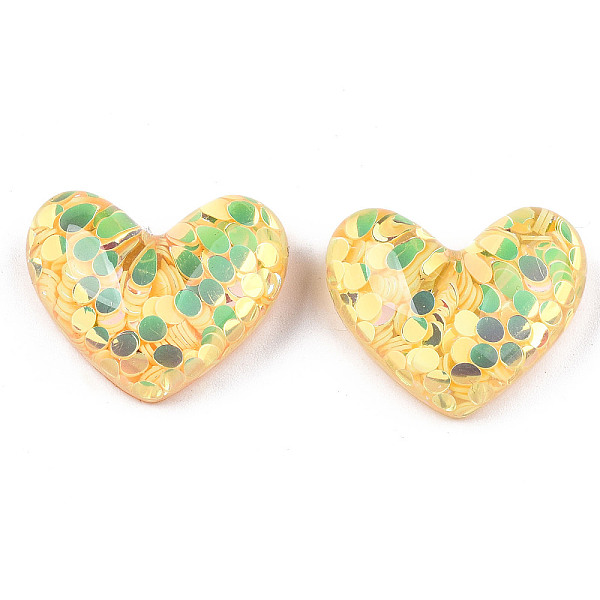 

PandaHall Acrylic Cabochons, with Glitter Sequins, Heart, Champagne Yellow, 19.5x24x9mm Acrylic Heart