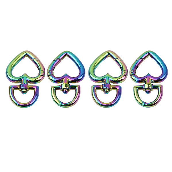 

PandaHall Rainbow Color Zinc Alloy Swivel Lobster Clasps, Swivel Snap Hook, Heart, 47mm Alloy