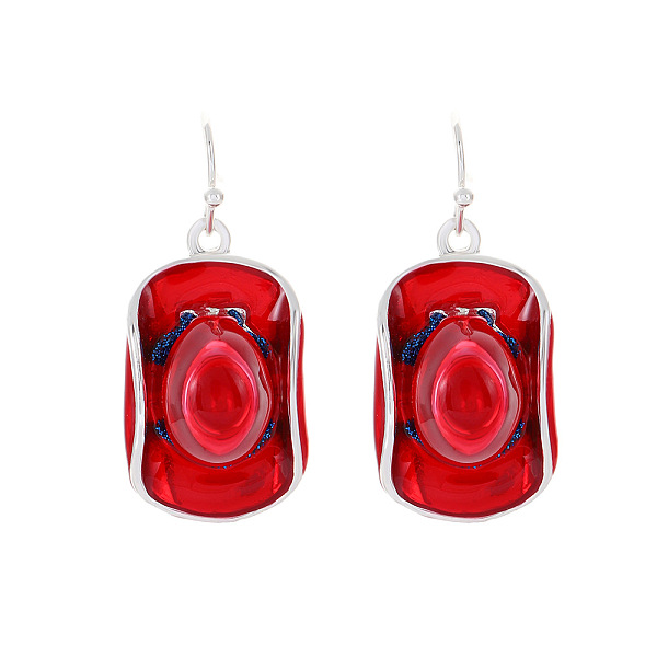 PandaHall Alloy Stetson Dangle Earrings for Women, Red, 38x17mm Alloy Red