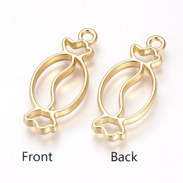 

PandaHall Alloy Open Back Bezel Pendants, For DIY UV Resin, Epoxy Resin, Pressed Flower Jewelry, Candy, Golden, 36.5x16x3.5mm, Hole: 2.5mm...