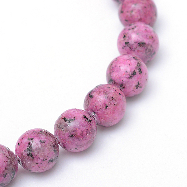 

PandaHall Natural Sesame Jasper/Kiwi Jasper Bead Strands, Round, Camellia, 6mm, Hole: 1mm, about 64~66pcs/strand, 15.08~15.35 inch..., Pink