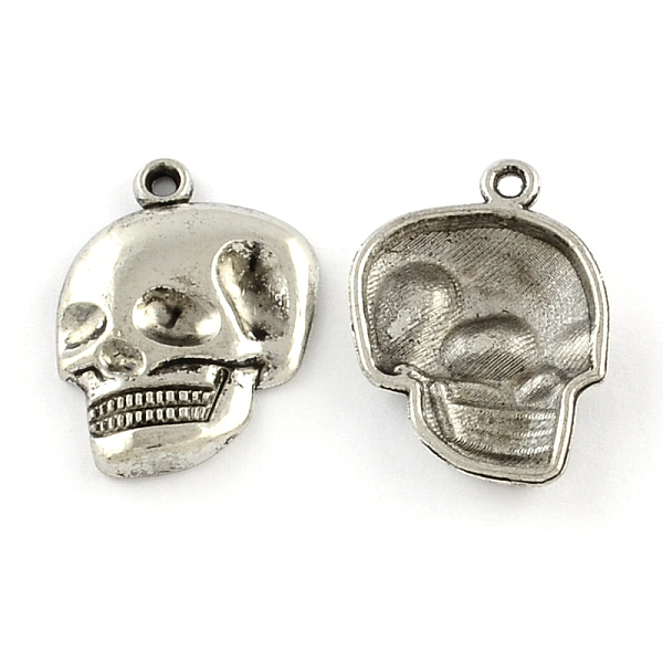 

PandaHall Tibetan Style Zinc Alloy Pendants, Lead Free & Cadmium Free, Skull, Antique Silver, 21.8x16x3mm, Hole: 1.5mm Alloy Skull