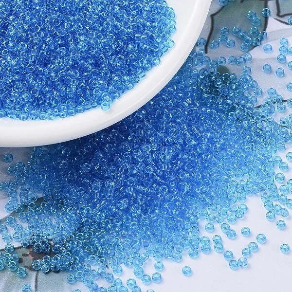 

PandaHall MIYUKI Round Rocailles Beads, Japanese Seed Beads, (RR148D) Transparent Dark Aqua, 11/0, 2x1.3mm, Hole: 0.8mm, about..., Cyan