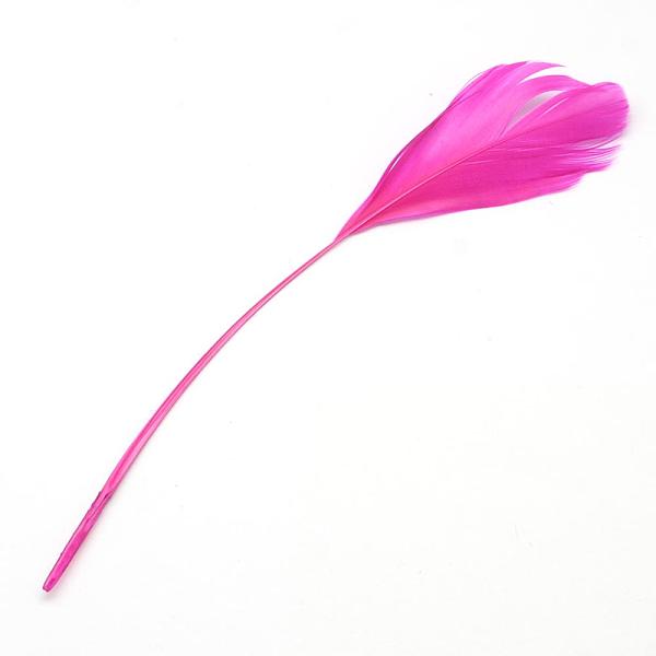 

PandaHall Fashion Goose Feather Costume Accessories, Camellia, 130~190x12~38mm Feather Feather Pink