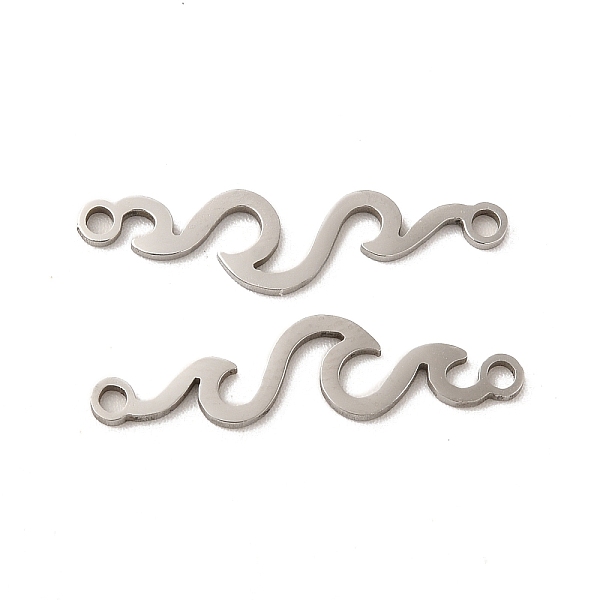 

PandaHall 201 Stainless Steel Connector Charms, Wave Links, Stainless Steel Color, 6x24x1mm, Hole: 1.4mm 201 Stainless Steel Others
