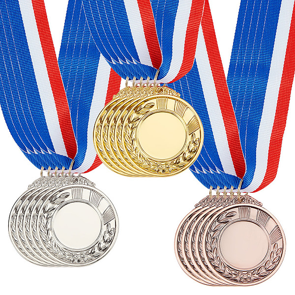 

PandaHall AHADERMAKER 15Pcs 3 Colors Zinc Alloy Commemorative Medals, Polyester Lanyard Medal for Children's Events, Mixed Color, 81cm...