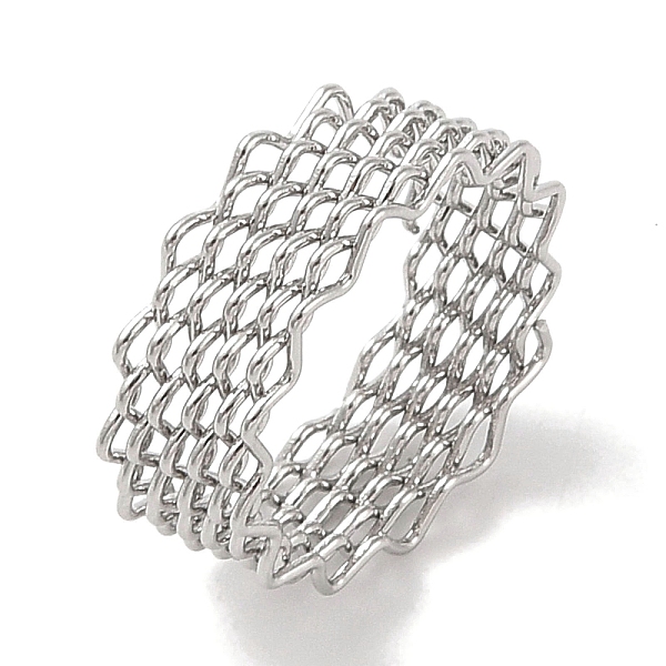 

PandaHall 304 Stainless Steel Wave Finger Rings for Women, Stainless Steel Color, 7.5mm, Inner Diameter: 17mm 304 Stainless Steel