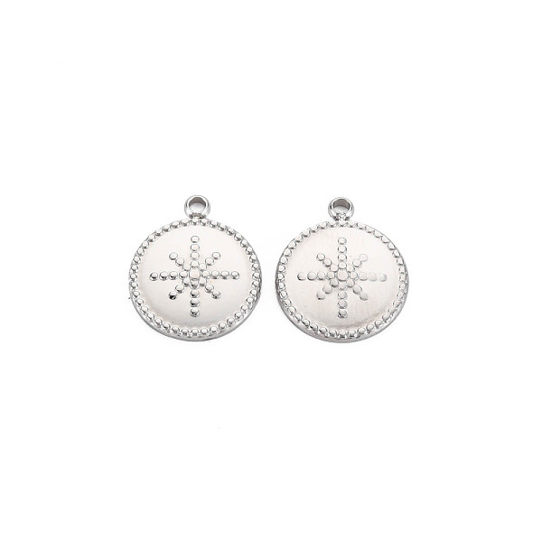 

PandaHall 304 Stainless Steel Charms, Flat Round with Star, Stainless Steel Color, 15x12x2mm, Hole: 1.6mm 304 Stainless Steel Flat Round