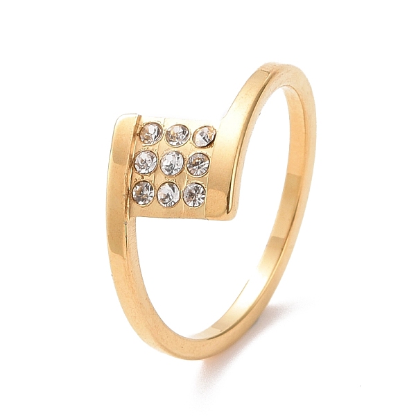 

PandaHall Crystal Rhinestone Square Finger Ring, Ion Plating(IP) 304 Stainless Steel Jewelry for Women, Golden, US Size 6~9(16.5~18.9mm)..., Clear