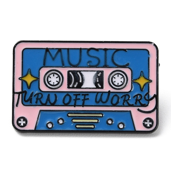 

PandaHall Cassette with Word Turn Off Worry Enamel Pins, Electrophoresis Black Zinc Alloy Brooch for Clothes Backpack, Marine Blue...