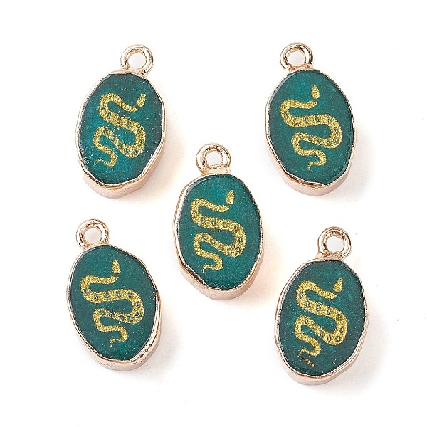

PandaHall Natural white Jade Pendants, Dyed & Heated, Golden Plated Brass Oval Charms with Snake, 17.5x10.5x5mm, Hole: 1.6mm White Jade...