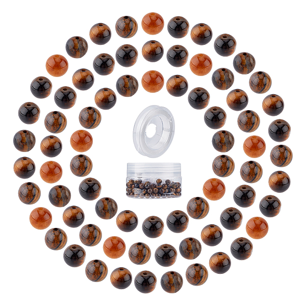 

PandaHall SUNNYCLUE DIY Stretch Bracelets Making Kits, include Natural Tiger Eye Round Beads, Elastic Crystal Thread, Beads: 6~6.5mm, Hole...