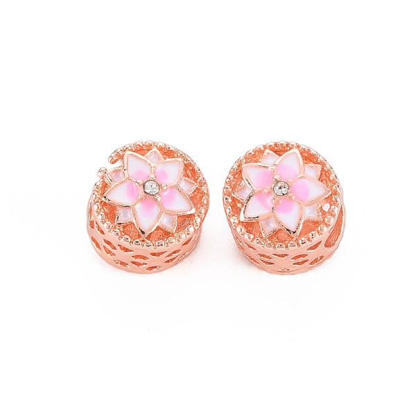 

PandaHall Rack Plating Alloy European Beads, with Crystal Rhinestone & Pearl Pink Enamel, Large Hole Beads, Cadmium Free & Nickel Free &..., Clear
