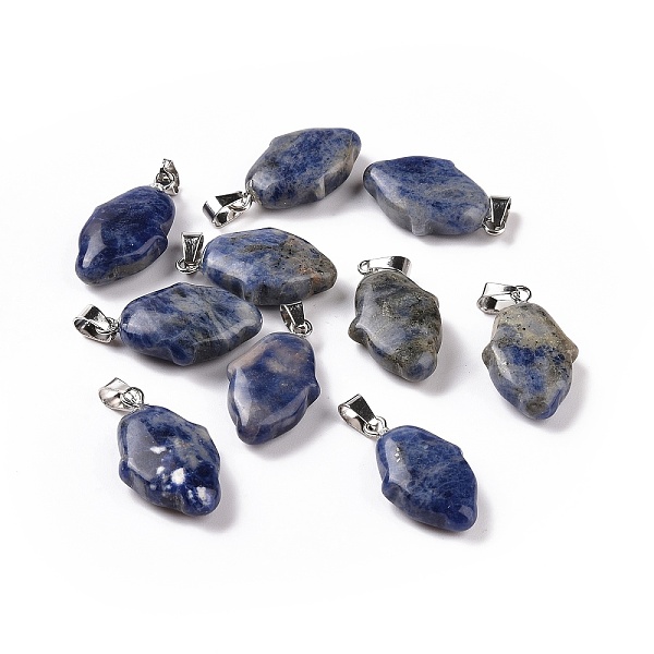 

PandaHall Natural Sodalite Pendants, Hamsa Hand Charms, with Platinum Plated Alloy Snap on Bails, 24~24.5x15x7mm, Hole: 5.5x3mm Sodalite...