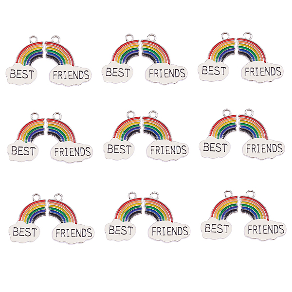 

PandaHall Alloy Enamel Pendants, Rainbow with Word Best, Platinum, Colorful, 23x16.5x2mm, Hole: 2mm Alloy+Enamel Rainbow