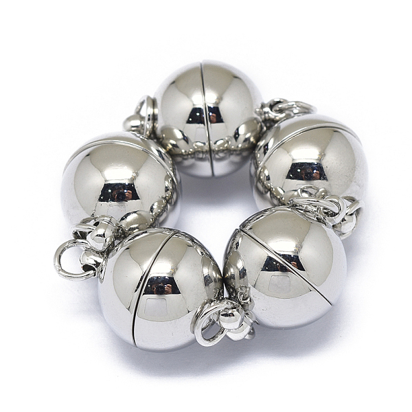 

PandaHall Rack Plating Brass Magnetic Clasps with Loops, N45 Grade Strong Magnet, with Soldered Jump Rings, Long-Lasting Plated, Round, Real...