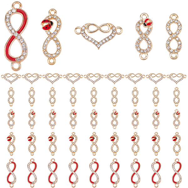 

PandaHall CHGCRAFT 50Pcs 5 Style Infinity Connector Charms Alloy Enamel Link Charm Heart with Infinity Pendants Connector with 2 Holes for...