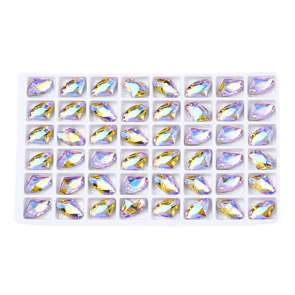 

PandaHall 48Pcs Glass Rhinestone Cabochons, Nail Art Decoration Accessories, Faceted, Lilac, 14x9x5mm Glass Twist Purple