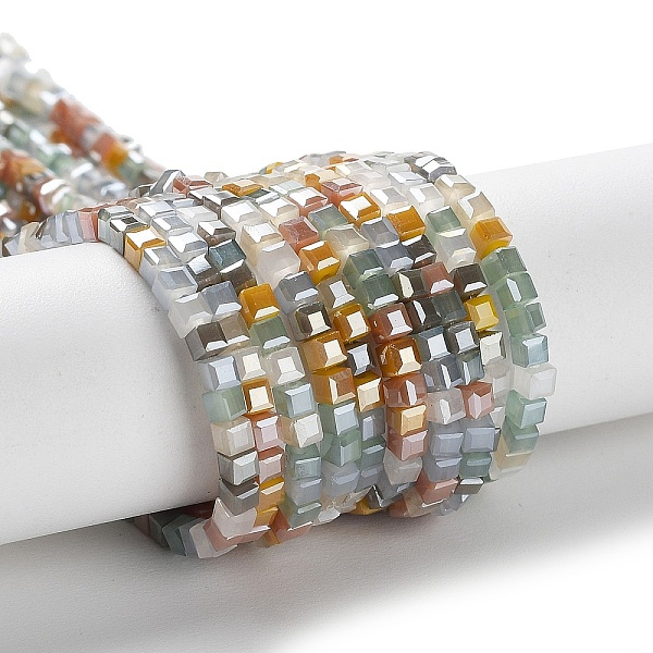 

PandaHall Gradient Color Electroplate Glass Bead Strands, Segmented Multi-color, AB Color Plated, Faceted, Cube, Light Steel Blue...