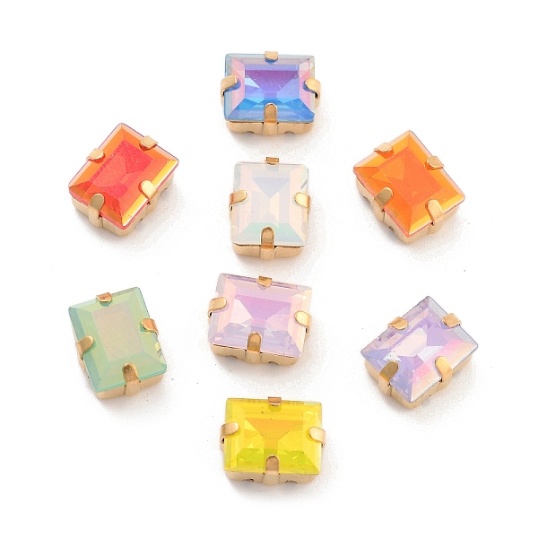 

PandaHall Rectangle Opal Sew On Rhinestones, Multi-Strand Links, K9 Glass Rhinestone with Brass Prong Settings, Mixed Color, Golden..., Multicolor