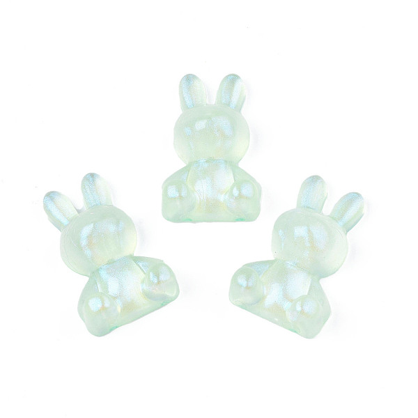 

PandaHall Transparent Acrylic Cabochons, Half Hole, Glitter Beads, Rabbit, Aquamarine, 25x16x8mm, Half Hole: 1mm Acrylic Rabbit Green