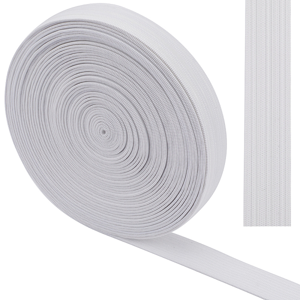 

PandaHall Gorgecraft 10 Yards Polyester Non-slip Elastic Cord, Flat, White, 20mm Elastic Fibre Flat White