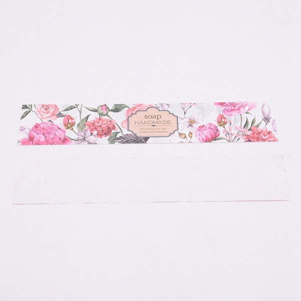 

PandaHall Handmade Soap Paper Tag, Wrap Paper Tape, for Soap Packaging, Rectangle, with Flower Pattern, Pink, 210x40x0.1mm Paper Pink