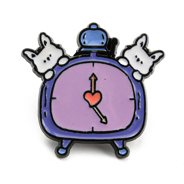 

PandaHall Cartoon Rabbit Enamel Pins, Black Alloy Badge for Women, Clock, 25x26x2mm Alloy+Enamel Clock Purple