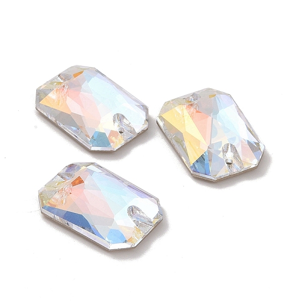 

PandaHall Rectangle Octagon Shape Sew on Rhinestone, K5 Glass Rhinestone, 2-Hole Link, Plated Flat Back, Sewing Craft Decoration, Light..., Clear
